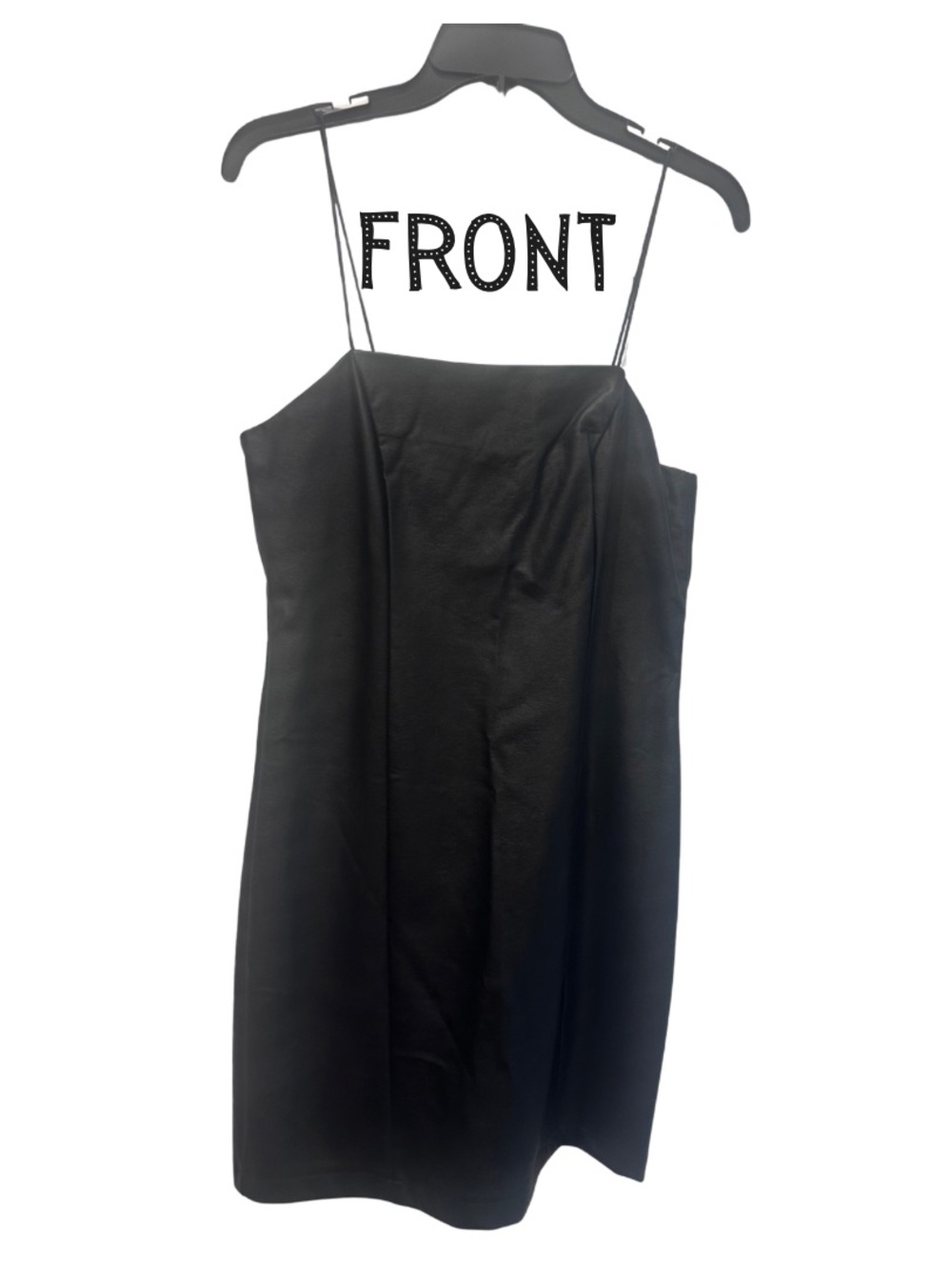 Target Black Faux Leather Mini Dress Women’s Spaghetti Strap Square Neck